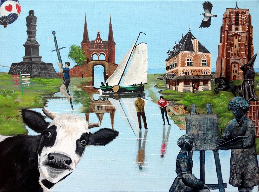 Painting 'Fryslân', acrylic on canvas, 30 x 40 cm, by Janet Plantinga