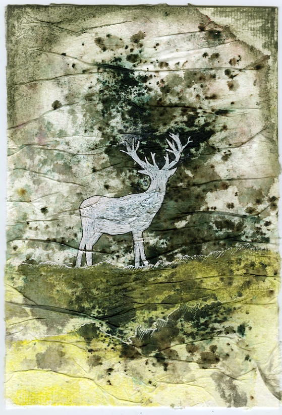 mixed-media-deer-in-woods-by-janet-plantinga