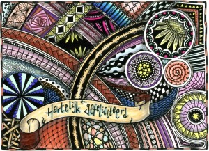Kaartje 'Hartelijk gefeliciteerd' - Ingekleurd by Janet Plantinga