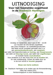 Uitnodiging oogstfeest Harlingen op 10 september 2023.